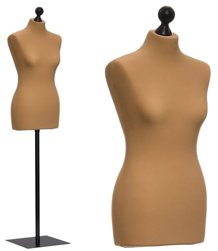 DummyDoll Schneiderpuppe weiblich Größe 36/38, Überzug Haut/Gold, Fuß Metallplatte + Knauf schwarz