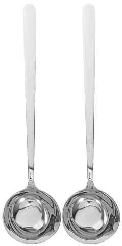 Alipis Lot de 2 louches à soupe en acier inoxydable à long manche, ustensiles de cuisine, cuillères pour mélanger, servir et faire des plats chauds pour les nouilles et les salades