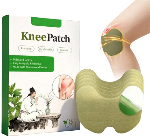 Wärmepflaster Schmerzpflaster Knie, 28 Stück Knee Pads Pain Relief Patch, Wermutpflaster für Knie, Rücken, Nacken, Knieschmerzen, Selbstklebende, Patchnatürlich, Bequem, Langanhaltende Linderung