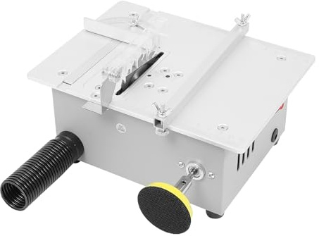 Mini sega circolare da tavolo, 240 W, piccola sega da tavolo con 5000 giri/min, sega circolare portatile per legno, metallo, plastica, altezza di taglio regolabile da 0,1 a 20 mm, con 4 lame e disco