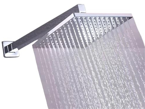 Soffione doccia a pioggia quadrato a risparmio idrico da parete 20x20 cm con braccio, Chuveiro Ducha Quadrado YT-5153