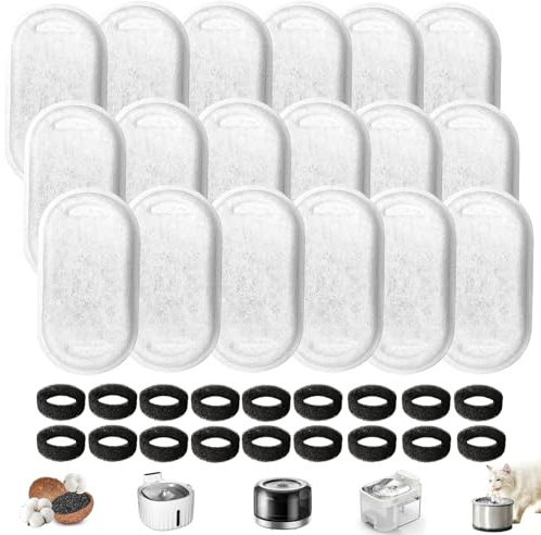 36 Stück Katzenbrunnen Filter, Filter für Katzenbrunnen, Katzen Trinkbrunnen Filter 2L / 3.2L / 4L,18 Stück Schaumfilter, 18 Stück Kohlefilter (36, Stil A)
