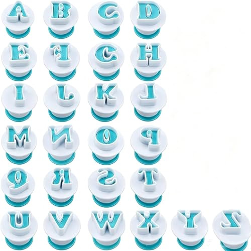 MAIKAOZAI Cookie Cutters 26-Piece Set, Alphabet Letter for Cake Decorating Tools, A-Z Uppercase & Lowercase Biscuit Cutters for DIY Pastry, Bread, Sandwich, Pie, Polymer Clay