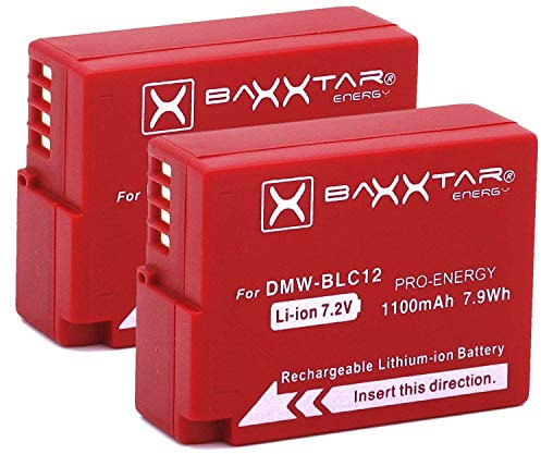2X Baxxtar Pro Akku DMW-BLC12 E (1100mAh) Kompatibel mit Panasonic Lumix DC FZ1000 II G91 DMC GX8 G70 G80 G81 G7 G6 G5 FZ2000 FZ1000 FZ200 FZ300 FZ330 ..
