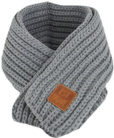 LA HUATE Sciarpe per Bambini Autunno Inverno Sciarpa in Lana Maglia Calda Tinta Unita Neckerchiefs Collo Scaldacollo, Grigio, Taglia unica