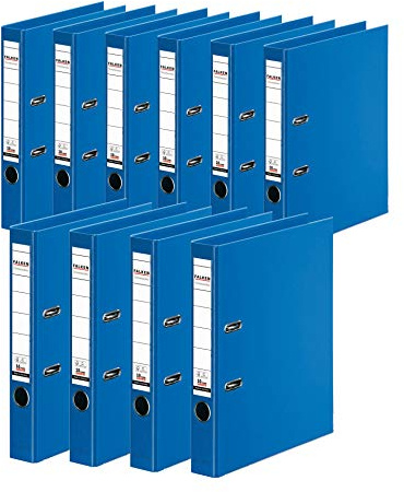 FALKEN 10x Chromocolor Premium-Ordner 5cm schmal DIN A4 blau | Made in Germany Kunststoffbezug außen und innen