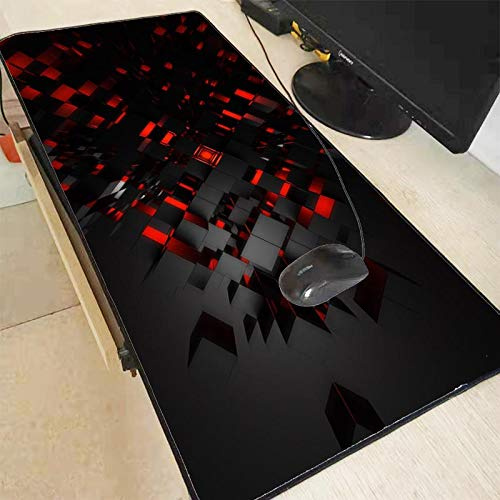 Mauspad Xxl Schwarz Und Rot 3D Muster Gaming Locking Edge Mauspad Große Computer Mousepad Schreibtisch Matte Waschbar 300X600X2Mm