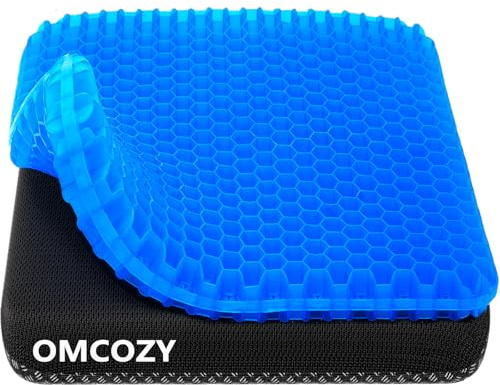 Gel Seat Cushion, Cooling seat Cushion (Super Large & Thick), Breathable Honeycomb Design Absorbs Pressure Points Seat Cushion, Gel Cushion for Office Chair, Home Car seat Cushion for Wheelchair