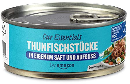 by Amazon Thunfischstücke in eigenem Saft und Aufguss, 145g (1er-Pack)