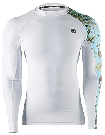 HUGE SPORTS Schwimmshirt Badeshirt Rashguard-Shirts Herren Langarm UPF 50+ | UV Sonnenschutz Elastisches Gewebe Atmungsaktiv Schnelltrocknend Leicht für Schwimmen Surfen Wassersport Radfahren Wandern