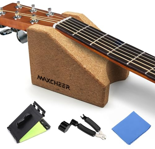 MAXCHEER Supporto per collo per chitarra, in sughero marrone, adatto per chitarre acustiche, elettriche, ukulele, violini, banjo, basso, mandolino