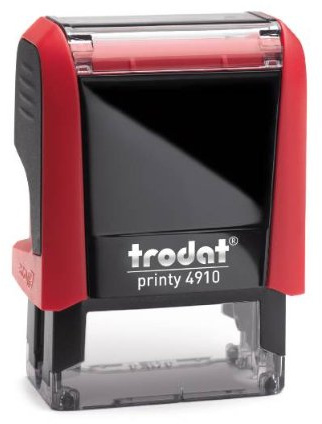 Trodat Printy 4910 – Sello de nombre personalizable con texto personalizable, diseño en línea, sello de empresa, sello de texto, sello médico, máx. 3 líneas, 26 x 9 mm