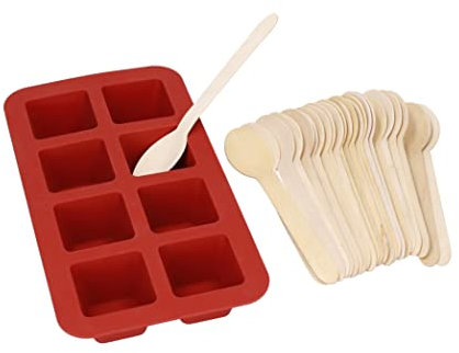 La Cafetière Silicone Hot Chocolate Stirrer Mould, with 24-Pack Wooden Spoons, Red