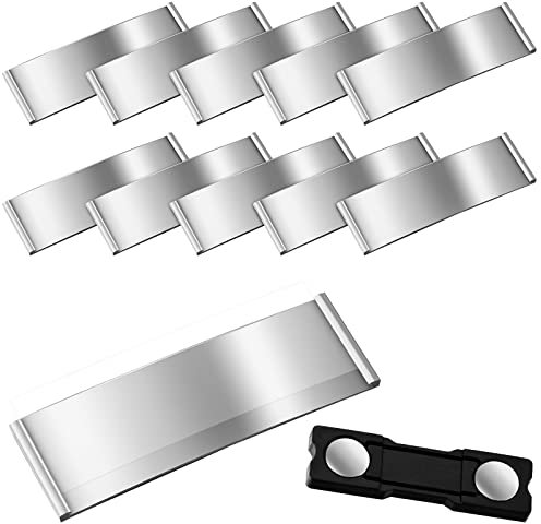 Aluminium Namensschilder mit Starkem Doppelmagnet Professionell Magnet Namensschild mit Papierschlitz Eloxiert Gebogen Transparent Namensschild, Ca. 75 x 25 mm, Silber (10 Stücke)