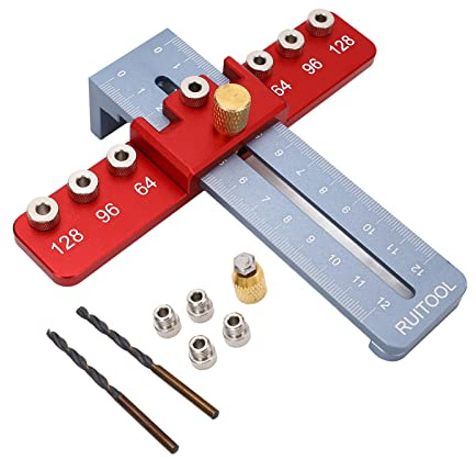 Cabinet Hardware Jig, Aluminium Alloy Cabinet Handle Install Template Tool Punch Locator Drill Guide, Accurate Fast Small Woodworking Drilling Guide Tool for Drawer Door Handle Knob