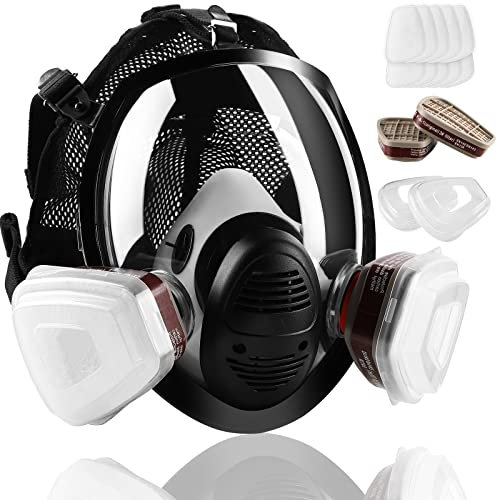 Maschera respiratoria antigas integrale, maschera di sopravvivenza nucleare e chimica con filtro a carbone attivo 6001, maschera respiratoria riutilizzabile per gas, polvere, vapori, prodotti chimici