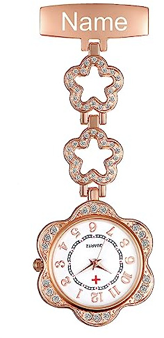 Avaner Krankenschwesteruhr Personalisierte Pflegeruhr Herz: Taschenuhr FOB Analog Quarzwerk Uhr Pulsuhr Ansteckuhr Unisex Silber Rosegold Schwesternuhren mit Pin/Clip für Arzt Doktor Medical