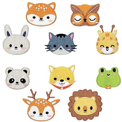 Flicken zum Aufbügeln,10 Stück Patch Sticker Gestickte BüGel-Patch Bestickte Aufnäher,DIY Nähen Applikation Reparatur (Tierstil)