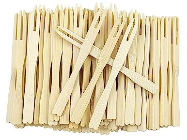 400 Pieces Mini Wood Fruit Forks Bamboo Appetizer Forks Tiny Forks Cake Forks Toothpicks Disposable Cocktail Forks Small Dessert Food Forks, 3.5 Inch