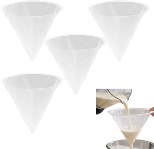 Bustlwor 4 Stück Honigsieb Nylon, Ultrafeiner Trichterfilter, Kunststoff-Nylon Sieb, Hochdichter Nylonfilter zum Filtern von flüssigen wie Wein