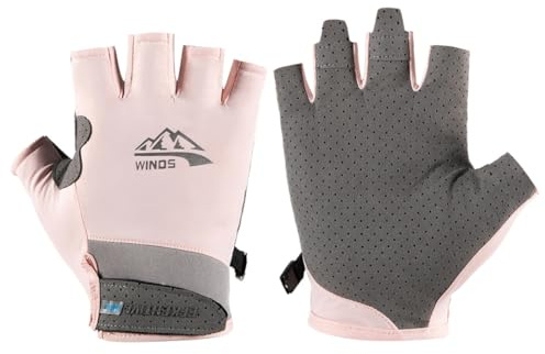 SUJAYU Gants de protection UV pour homme et femme – Mitaines de conduite, de pêche, gants de voile, gants de kayak, gants de pagaie, gants d'aviron, gants de protection solaire (rose, taille M)