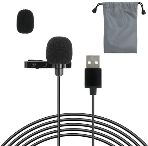 JUGNAW Microphone Lavalier USB, 2m Micro PC Omnidirectionnel, Plug & Play, Micro-Cravate Portable Universel, pour Ordinateur, M AC, Laptop, Enregistrement, Podcast, Gaming, Y ouTube, S kype