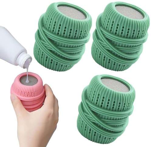 Bimhayuu Ball Dispenser for Fabric Softener Washer Liquid Dispenser Ball for Reusable Dryer Balls Washing Machine Laundry Refillable Washing Sponge Household Substitute (3 PCS Green)
