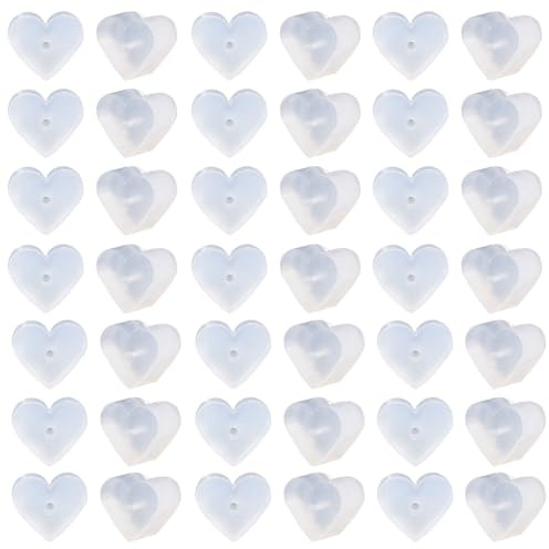 SOFPLATE 100 bouchon de Boucle D'Oreille en Silicone Transparent Petit Fermoir de Sécurité Souple Entièrement Couvert en Forme de Cœur Fermoirs de Boucle D'Oreille Transparents pour Clous Fournitures