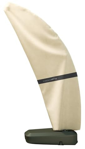 Grand Patio Deluxe Patio Umbrella Cover for 10×13 FT Offset Umbrella with Curved Cantilever and Straight Pole, Waterproof Cantilever Umbrella Cover with Zipper, Weather-resistant, Beige