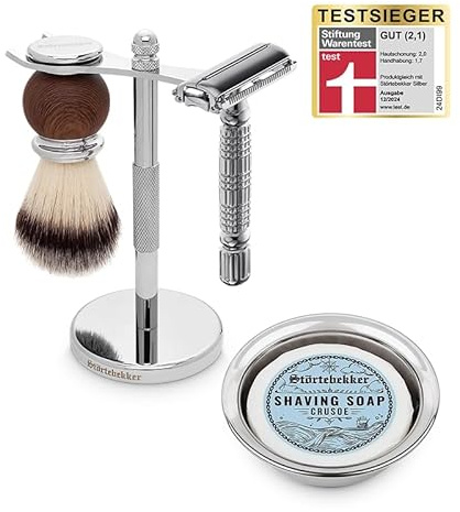 Störtebekker® Premium rakstativ set – med rakapparat, rakborste, rakskål och rakttvål – högkvalitativt rakset/skäggvårdsset – finns i 4 varianter – presentidé män
