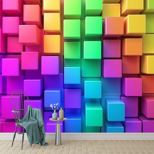 Fototapete Bunte Geometrische Blöcke 250 x 175cm Tapete Fototapeten Vlies Tapeten Vliestapete Wandtapete moderne Wand Schlafzimmer Wohnzimmer Büro Sonnenuntergang