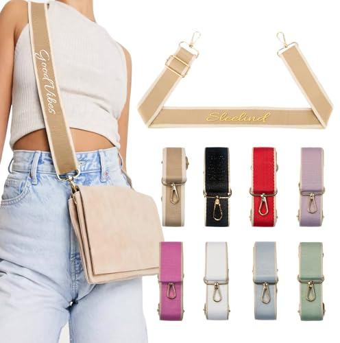 Generisch Personalisierte Schulterriemen Für Taschen, Khaki, Buchstabenmuster, Modern, Polyester, Metall, Schnalle, 3,8cm, 66-128cm