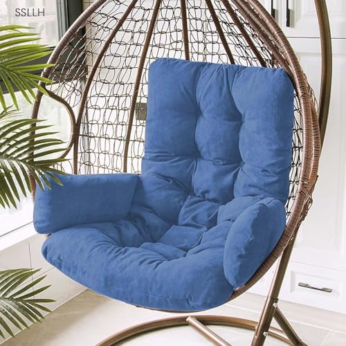 SSLLH Hängesessel Kissen, Garten Polster, Auflage für Hängeschaukel, Hängekorb Sitzkissen, Waschbar Schaukelstuhl Sitzkissen Hängestuhl Sitzauflage(Blau)