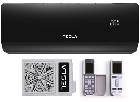 Climatizzatore Tesla 12000BTU Wi-Fi - A++ Risparmio Energetico, Ionizzatore Aria, Oscillazione Orizzontale, Silenzioso, Controllo da Smartphone - Perfetto per Casa o Ufficio (Black)