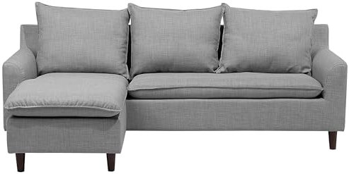 Beliani Trendy Ecksofa mit bewegbarer Ottomane Polsterbezug grau rechtsseitig Elvenes