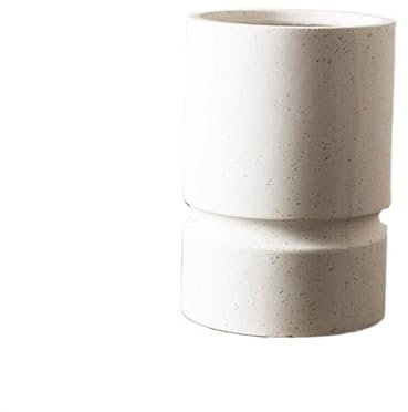 RUNZE765Z Maceta Interior Macetero de Arcilla cilíndrico for el hogar, Muebles Suaves, Sala de Estar, balcón, Suelo Estilo macetero Grande Jardineras Exterior(Blanco,Medio)