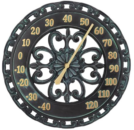 Termómetro vintage para jardín al aire libre, no requiere batería, termómetro colgante decorativo, termómetro para exteriores, para patio, patio y jardín