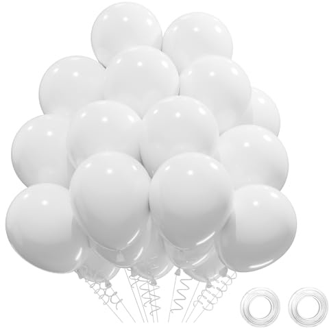Ballons Blancs 52 Pièces Mariage, Ballons Anniversaire Blanc, Balloons Blancs Helium Baby Shower Décoration Fête Mariage, Balloons Latex 12 Pouces Decoration Anniversaire Bapteme