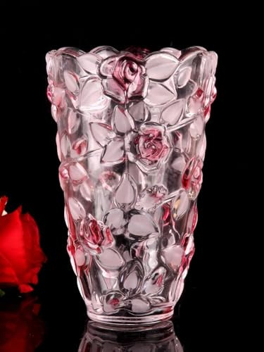 Vase de fleurs en verre de 23,6 cm de haut, vases en cristal uniques pour centres de table, grands vases vintage et roses, cadeaux de Noël, Thanksgiving.