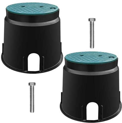 10 Inch Underground Electrical Splice Box with Cover, Plastic Heavy-Duty Weatherproof Electrical Junction Box for Outdoor Wiring, Inground Electrical Valve Box, Black + Green, 2 Pcs