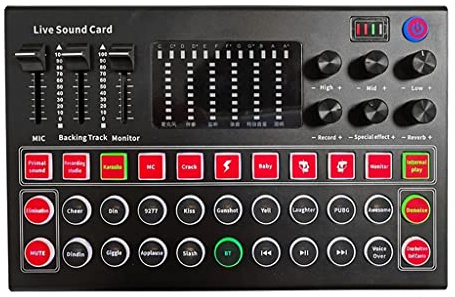 RUHEN Interface Audio M9, Carte Son, mixeur Vocal en Direct, Carte Son USB Externe, Carte Son à Effets Multiples, Carte de mixage