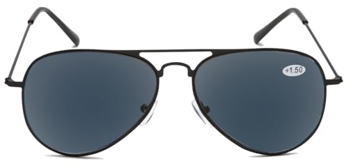 ABETOS Sonnenlesebrille Getönt Herren Damen Lesebrille mit Sonnenschutz Pilotenbrille Anti Blaulicht Metall Pilot Form Sonnenbrille mit Lesehilfe+2.5