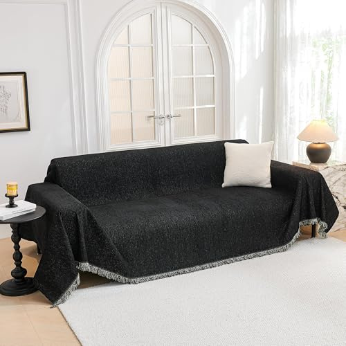 MYSKY HOME Sofabezug Kratzschutz Sofa Katze Sofa überzug 1/2/3/4 Sitzer | Couch überzug für Hunde Haustiere, Sofa überwurfdecken Sofaschutz Katze,Schwarz Sofaüberwurf für Wohnzimmer,180x300cm
