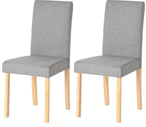 Küchenstühle 2er Set Stühle Esszimmer 2er Set, Holzstühle/Essstuhl/Esszimmerstühle Holz Für Büro/Küche/Esszimmer/Wohnzimmer Stühle aus 3 CM Gummiholzbein/Leinenge Polsterstuhl Stuhl Grau 92CM Hohe
