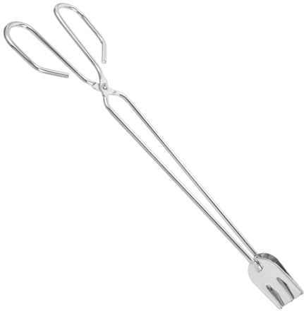 Zerodeko Charcoal Tongs Fire Pit Accessory 31cm Extra Long Iron Grabber Tool Outdoor Camping Barbecue Fireplace Clamp for Wood Coal Handling