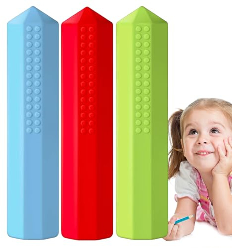 3 Pièces De Crayon À Mâcher Sensoriel, Capuchons Fidget Colorés En Silicone Pour Crayons,Sensorielles À Mâcher Pour Crayons, Stylos Apaisants Colorés Pour Adolescents, Enfant
