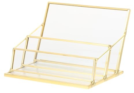 Healeved Porte-Cartes de Visite Transparent Couvercle Organisateur de Cartes de Bureau Compact Distributeur Pratique pour Réunions Professionnelles et Salons Étui de Rangement Élégant