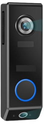 MOOILKO Sonnette vidéo sans Fil à Double Objectif, alimentée par Batterie ou par câble, avec Carillon, bidirectionnelle et changeur de Voix Vue panoramique