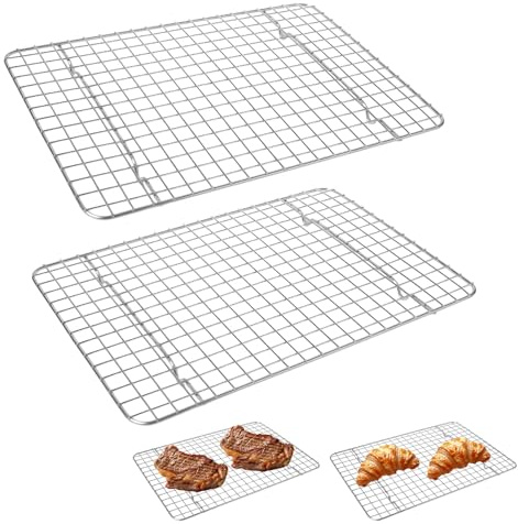 Minxulan 2 Piezas para Enfriar y Hornear de Acero Inoxidable, 30x20cm Rejilla Horno, Rejilla para Enfriar y Hornear, Rejillas de Enfriamiento para Hornear, Enfriar, Cocinar, Asar