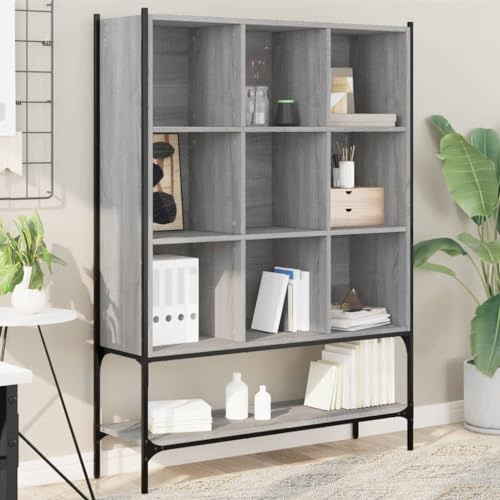 Mimdixy Multifunktionales Ablageregal Büroregal Aktenregal,Bücherregal Grau 102x30x141,5 cm Holzwerkstoff,Für Arbeitszimmer Schlafzimmer Und Wohnzimmer,Einfache Montage